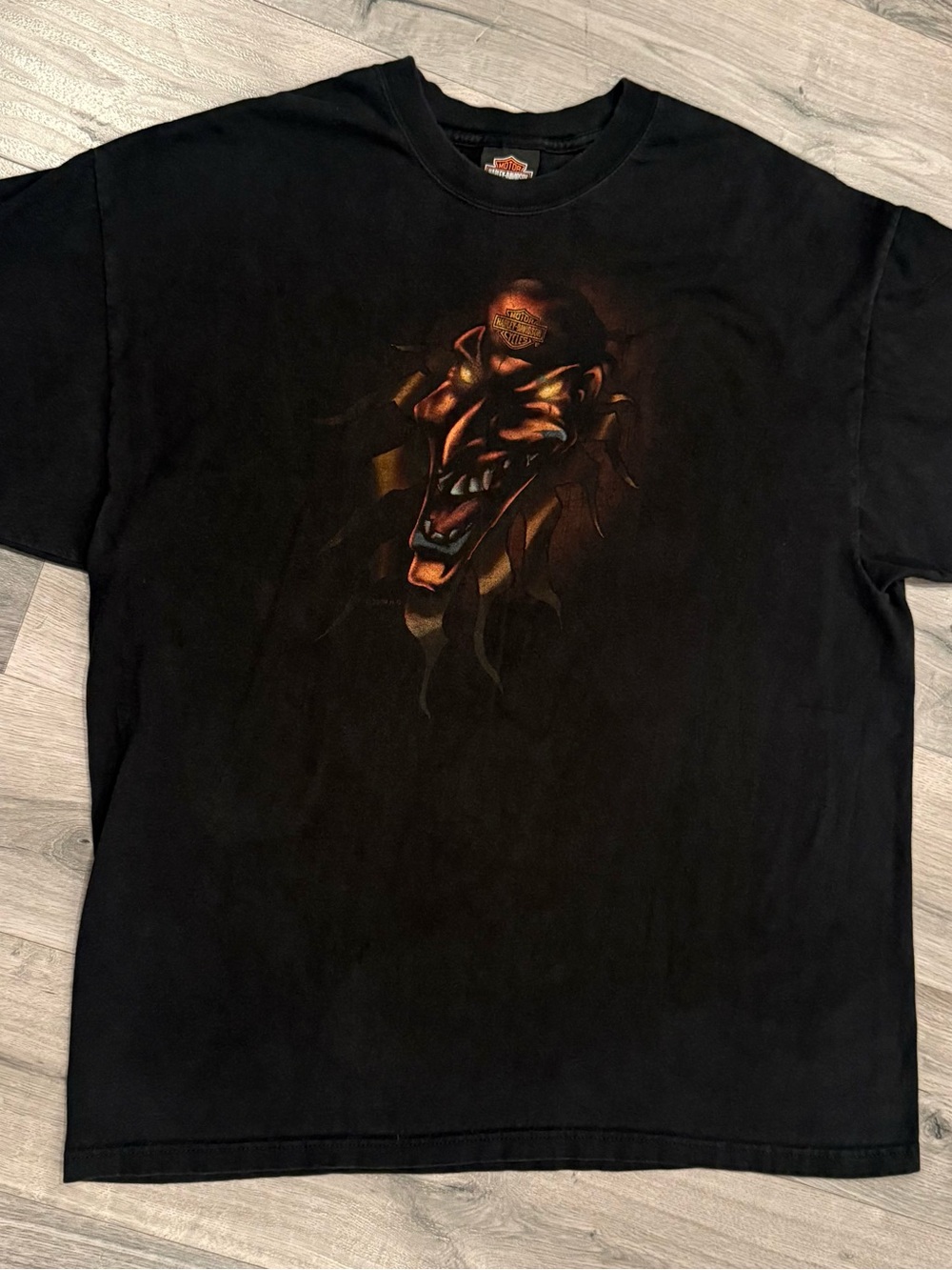 Harley-Davidson Black T-Shirt with Fiery Sinister Jester Graphic XL